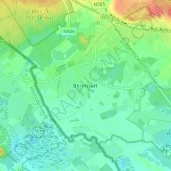 Bernissart地形图、海拔、地势