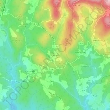 Grand Vaux地形图、海拔、地势