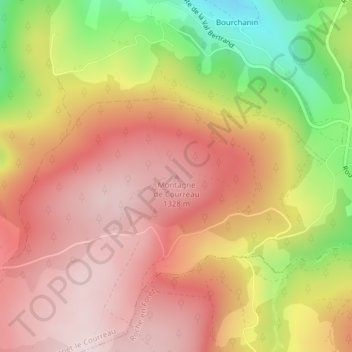 Montagne de Courreau地形图、海拔、地势