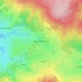 Arbrefontaine地形图、海拔、地势