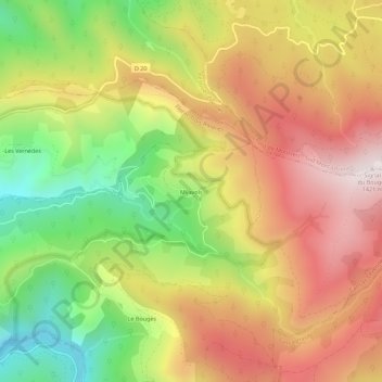 Mijavols地形图、海拔、地势