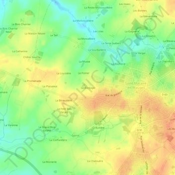 Le Bordage地形图、海拔、地势