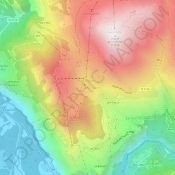 Auris en Oisans地形图、海拔、地势
