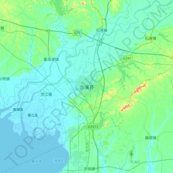 合浦县地形图、海拔、地势