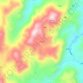 广坪村地形图、海拔、地势