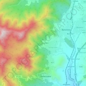 Capo Saragnano地形图、海拔、地势