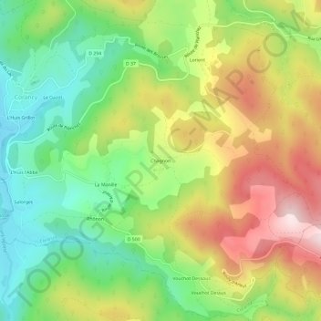 Chagnon地形图、海拔、地势