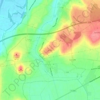 Le Puy地形图、海拔、地势