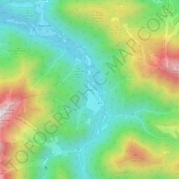 Langau地形图、海拔、地势