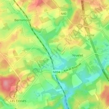 Lavaux地形图、海拔、地势