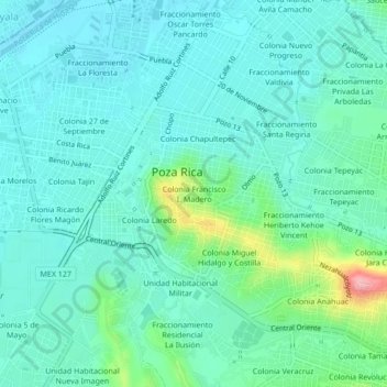 Colonia Francisco I. Madero地形图、海拔、地势