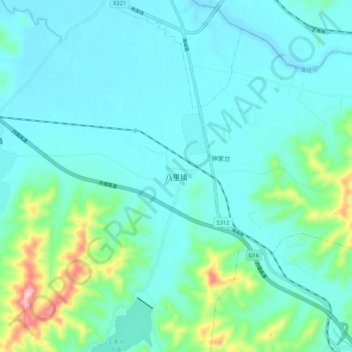 八里镇地形图、海拔、地势