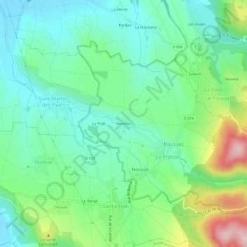 Vinzelles地形图、海拔、地势