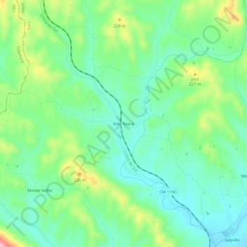 Vale Touriz地形图、海拔、地势
