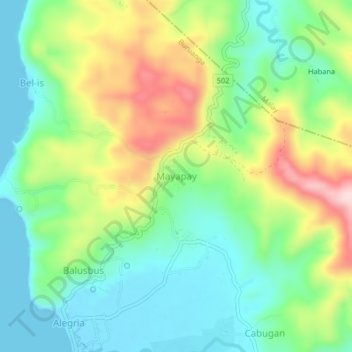 Mayapay地形图、海拔、地势