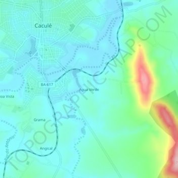 Água Verde地形图、海拔、地势