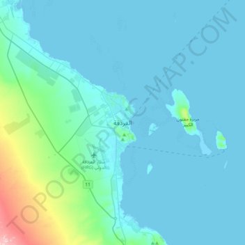 古尔代盖/洪加達地形图、海拔、地势