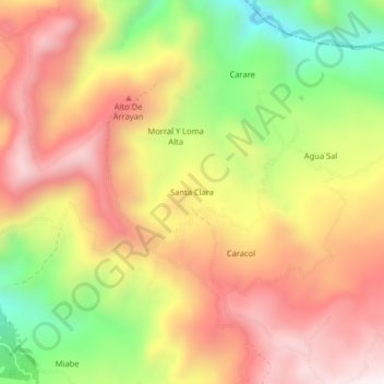 Santa Clara地形图、海拔、地势