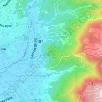 Mount Daisen地形图、海拔、地势
