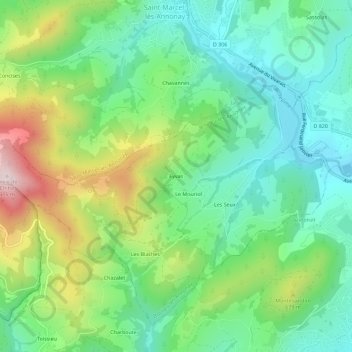 Eyvas地形图、海拔、地势