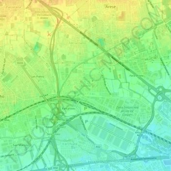 Mazzo地形图、海拔、地势