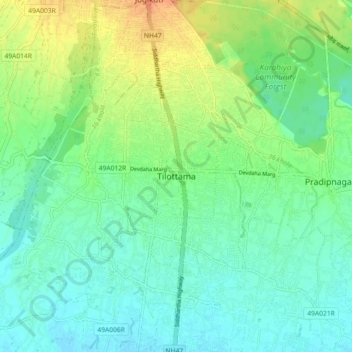 Tilottama地形图、海拔、地势