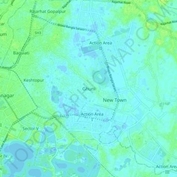 Ghuni地形图、海拔、地势