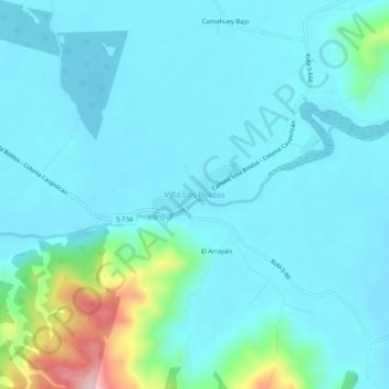 Villa Los Boldos地形图、海拔、地势