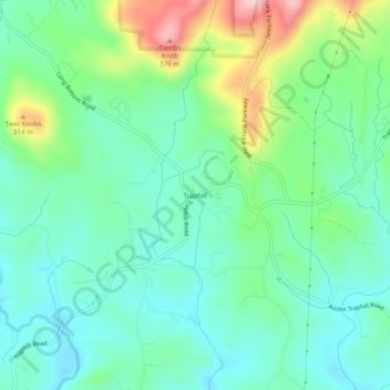 Traphill地形图、海拔、地势