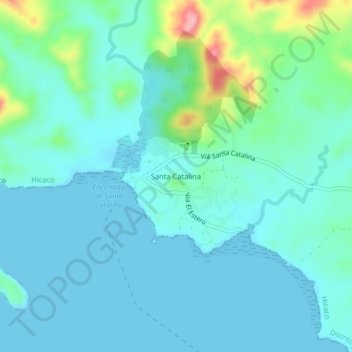 Santa Catalina地形图、海拔、地势