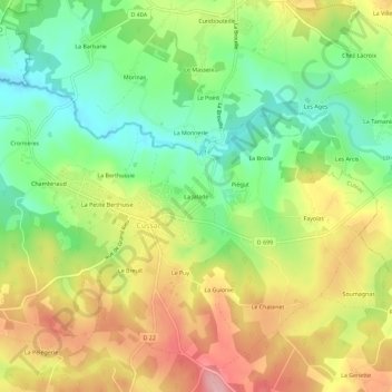 La Jalade地形图、海拔、地势