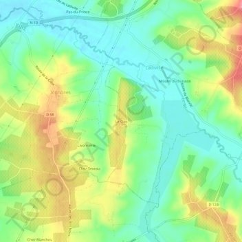 Le Clos地形图、海拔、地势