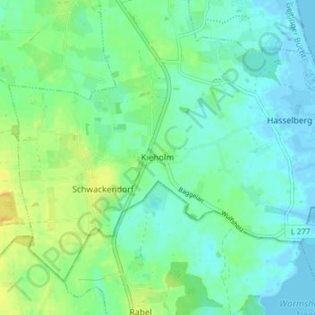Kieholm地形图、海拔、地势