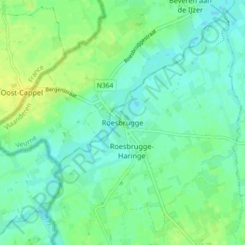 Roesbrugge地形图、海拔、地势