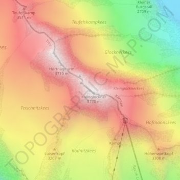Großglockner地形图、海拔、地势