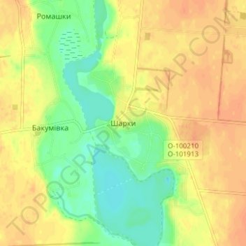 Шарки地形图、海拔、地势