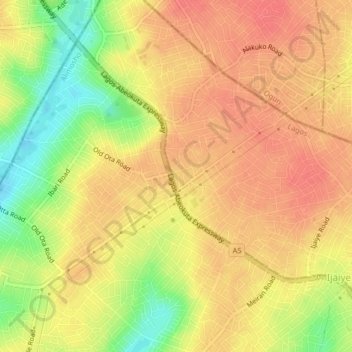 Alagbado-Ile地形图、海拔、地势