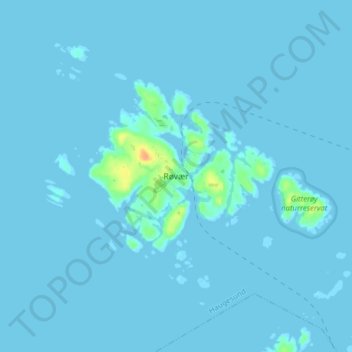 Røvær地形图、海拔、地势