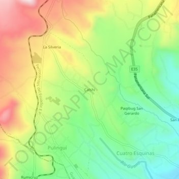 Calshi地形图、海拔、地势