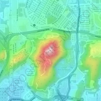Bukit Lanjan地形图、海拔、地势