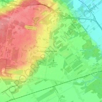 Saint-Lazare地形图、海拔、地势