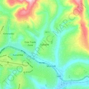 Gasabo地形图、海拔、地势