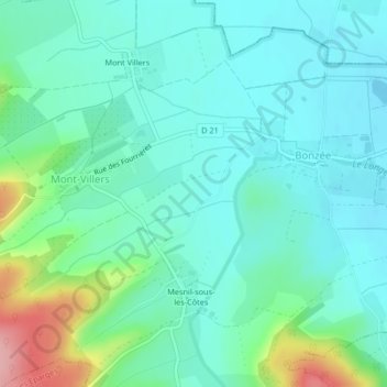 Treize地形图、海拔、地势