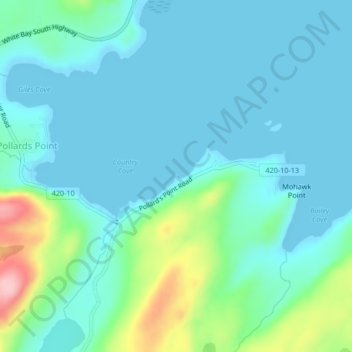 Pollards Point地形图、海拔、地势