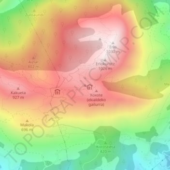 Xoxote地形图、海拔、地势