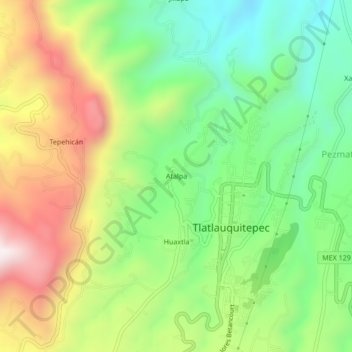 Atalpa地形图、海拔、地势