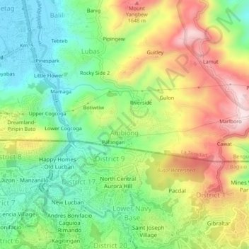 Central Ambiong地形图、海拔、地势