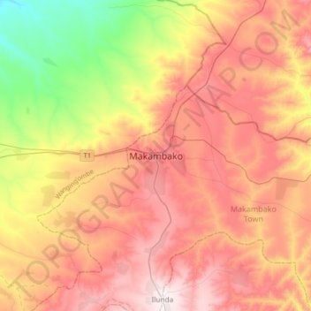 Makambako地形图、海拔、地势
