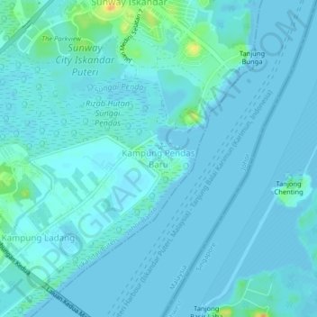 Kampung Pendas Baru地形图、海拔、地势