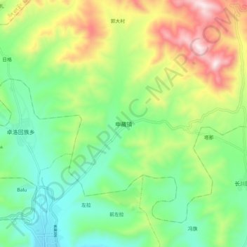 申藏镇地形图、海拔、地势